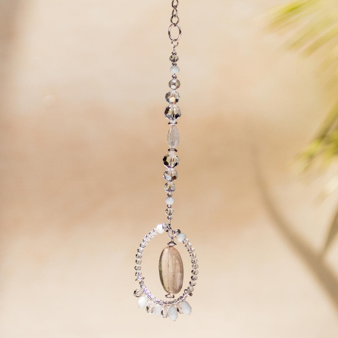 Crystal and Glass Beaded Suncatcher with Ring - Peace Ring
