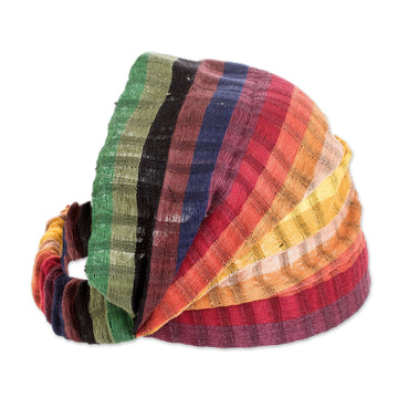 Multicolored Cotton Headband Hand-Woven in Guatemala - Rainbow Warmth