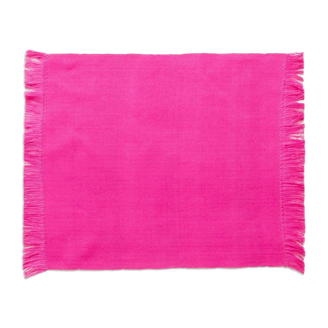Handwoven Cotton Carmine Placemats with Napkins (Set of 4) - Carmine Affection