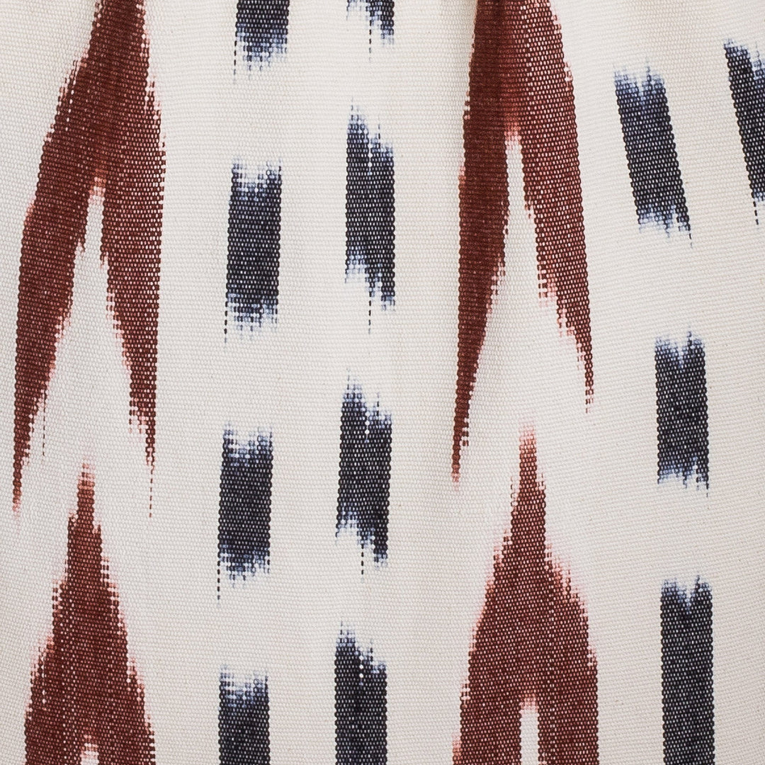 Hand-Woven Patterned Cotton Tote Bag in Ivory Blue and Brown - Casual Look