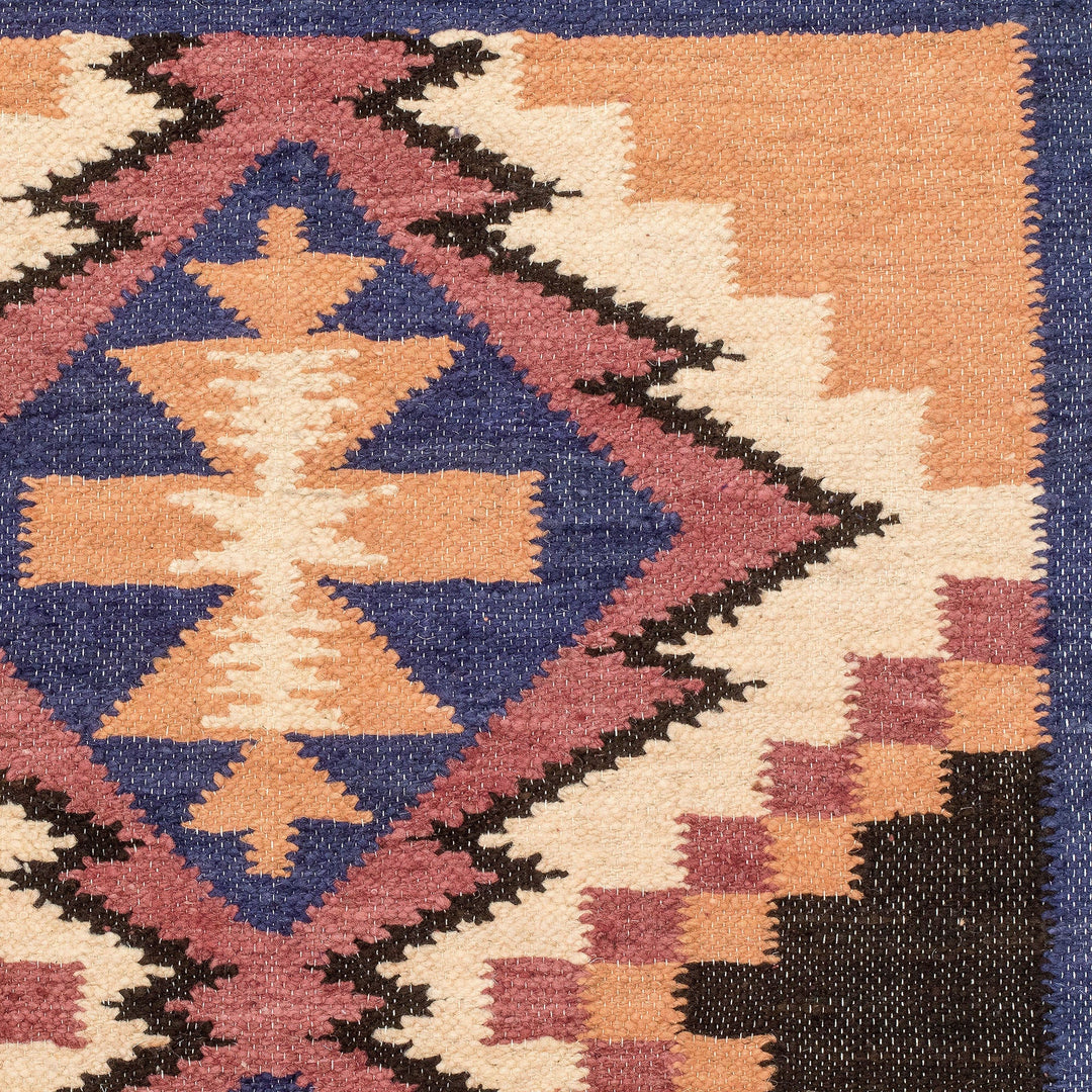 Handloomed Acrylic Geometric Area Rug in Brown (2.5x4.5) - Ancestral Diamonds