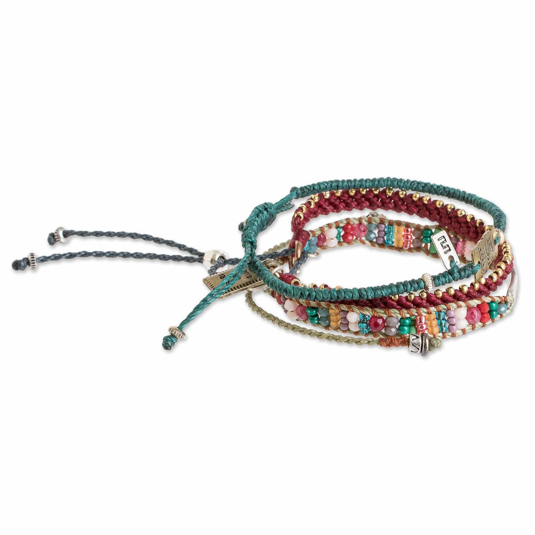 Set of 3 Multicolor Wristband Bracelets with Zamac Accents - United Spring