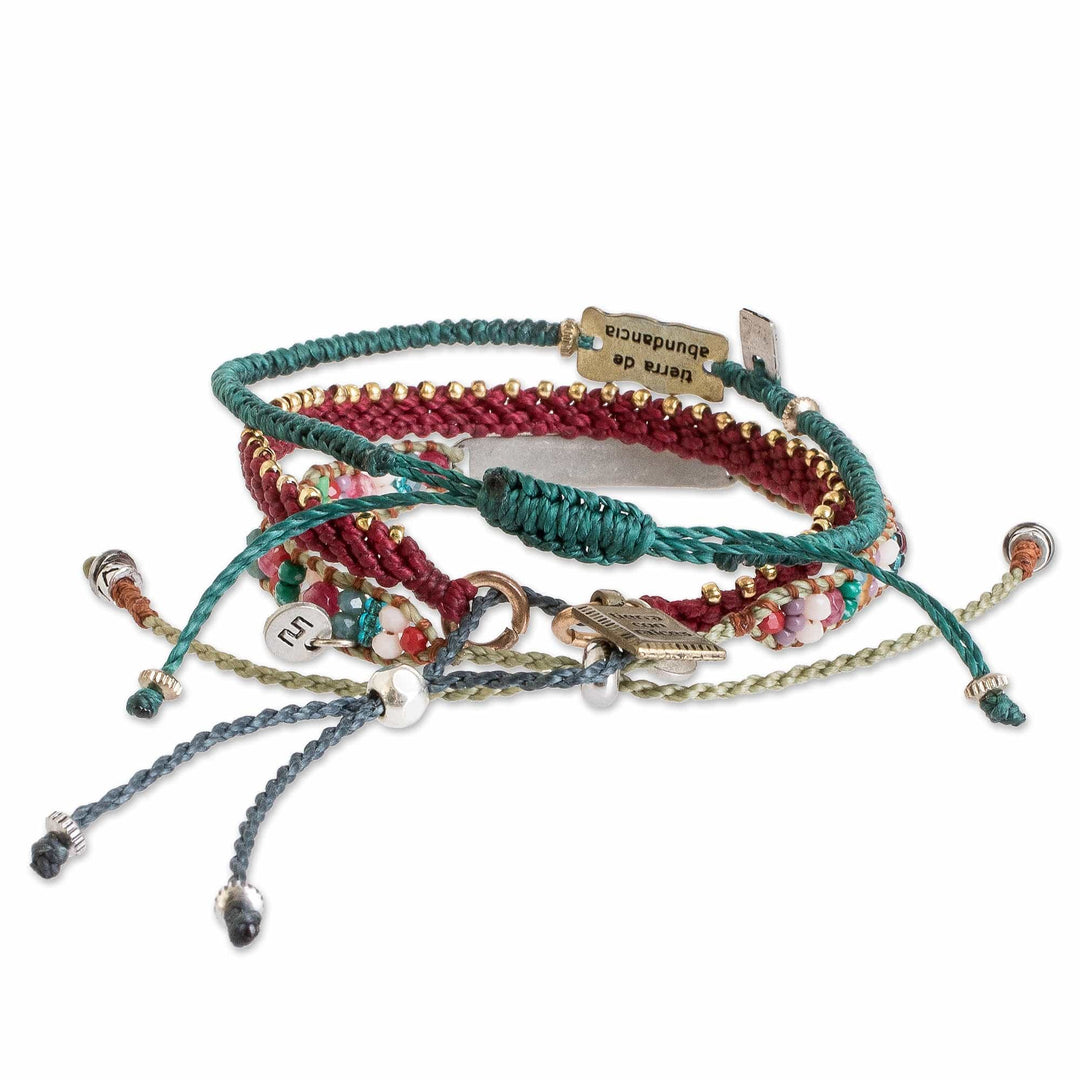 Set of 3 Multicolor Wristband Bracelets with Zamac Accents - United Spring