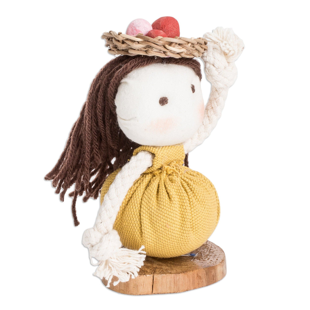 Cotton and Natural Fiber Decorative Doll in Yellow - Yellow Enchantment