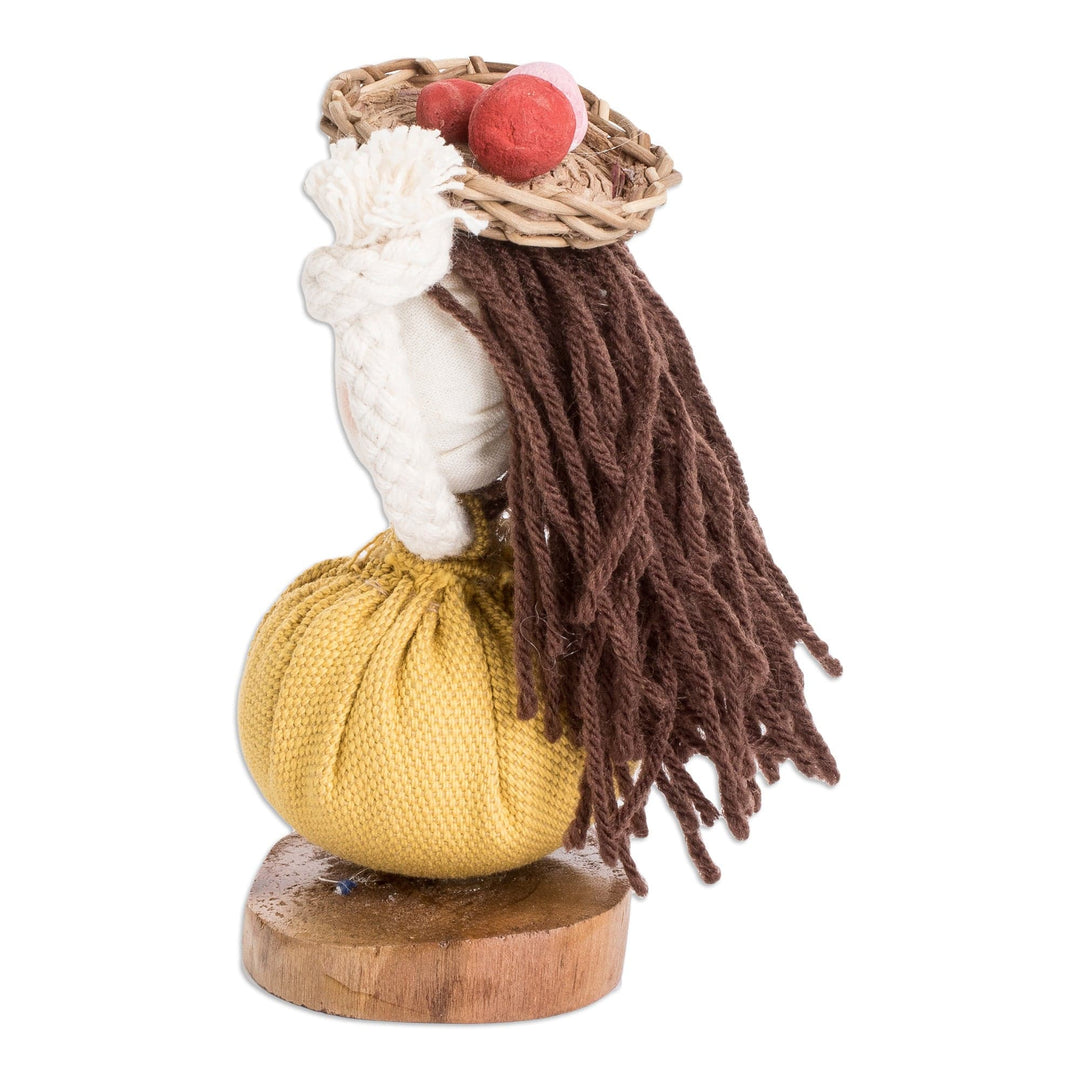 Cotton and Natural Fiber Decorative Doll in Yellow - Yellow Enchantment