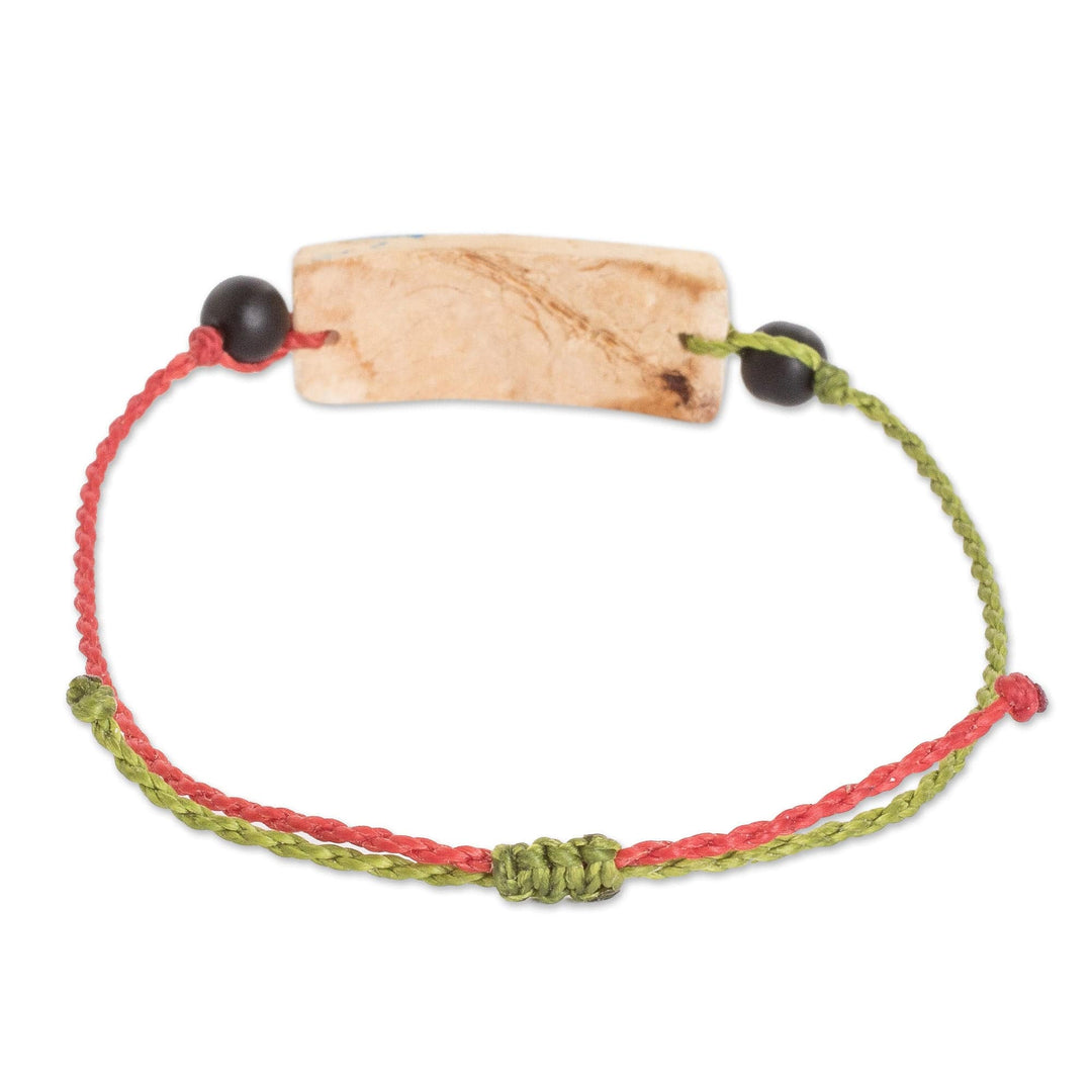 Onyx and Coconut Shell Macrame Beaded Bird Pendant Bracelet - Chic Quetzal