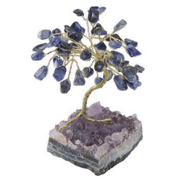Sodalite and Amethyst Gemstone Tree Sculpture - Little Tree