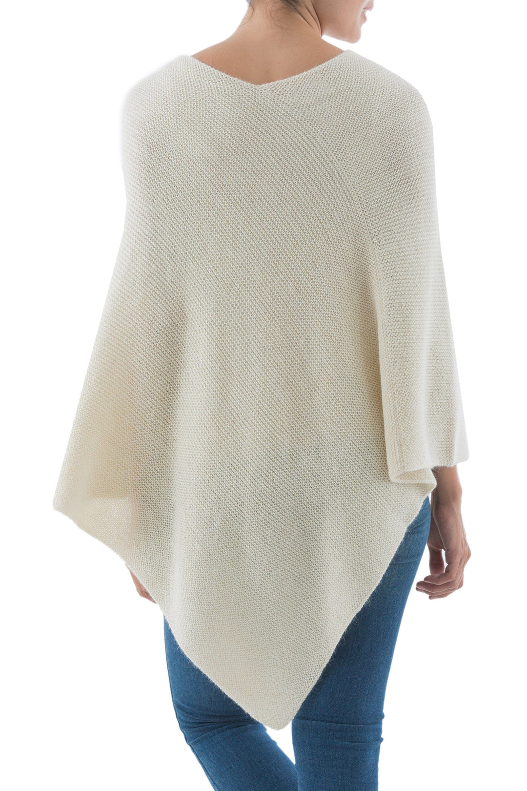 100% Alpaca Wool Poncho - Sweet Cream