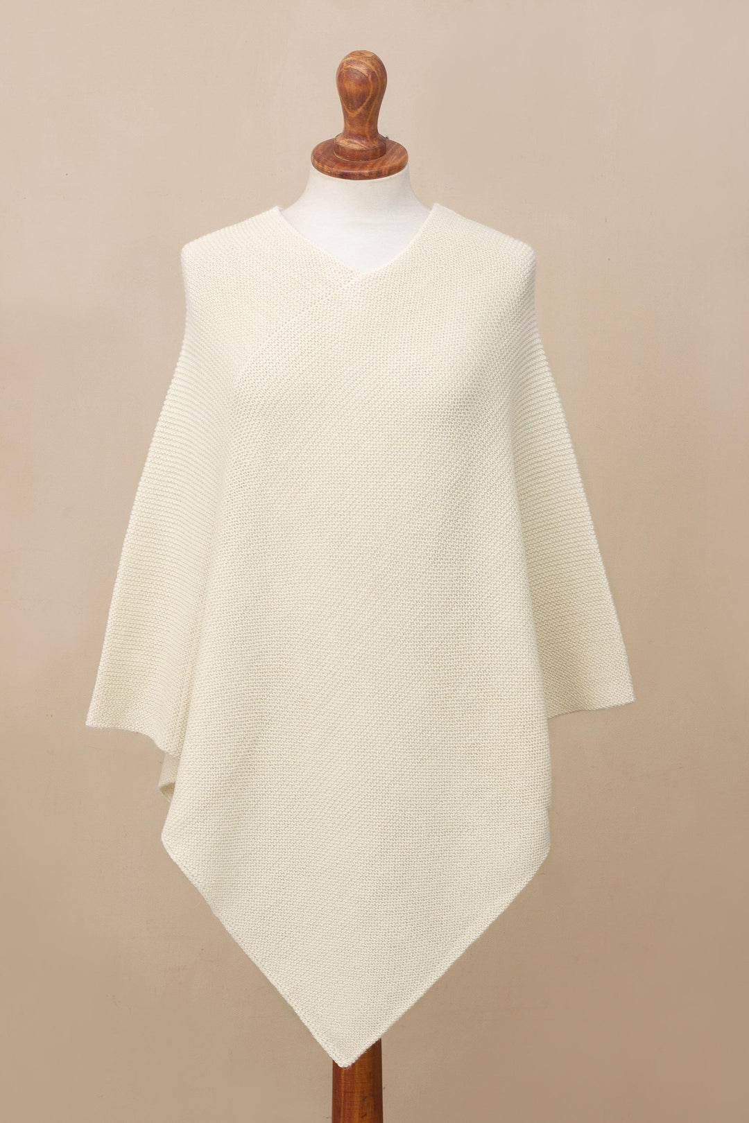 100% Alpaca Wool Poncho - Sweet Cream