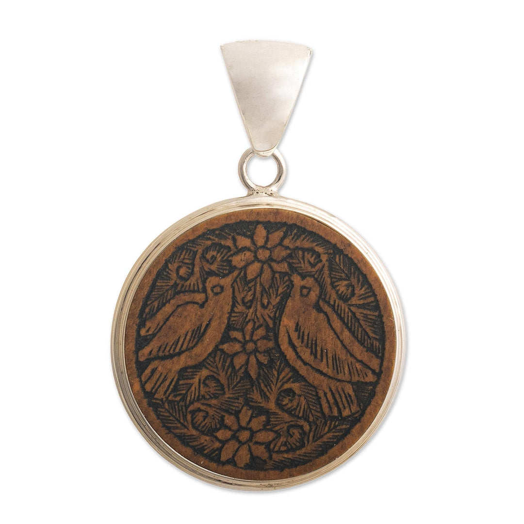 Sterling Silver and Mate Gourd Bird Pendant - Love and Peace