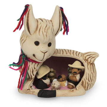 Ceramic Nativity Scene - Llama Love