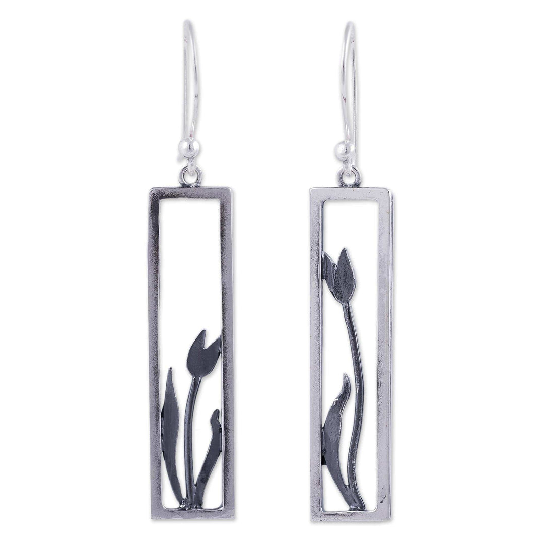 Framed Sterling Silver Earrings - Tulip in the Window
