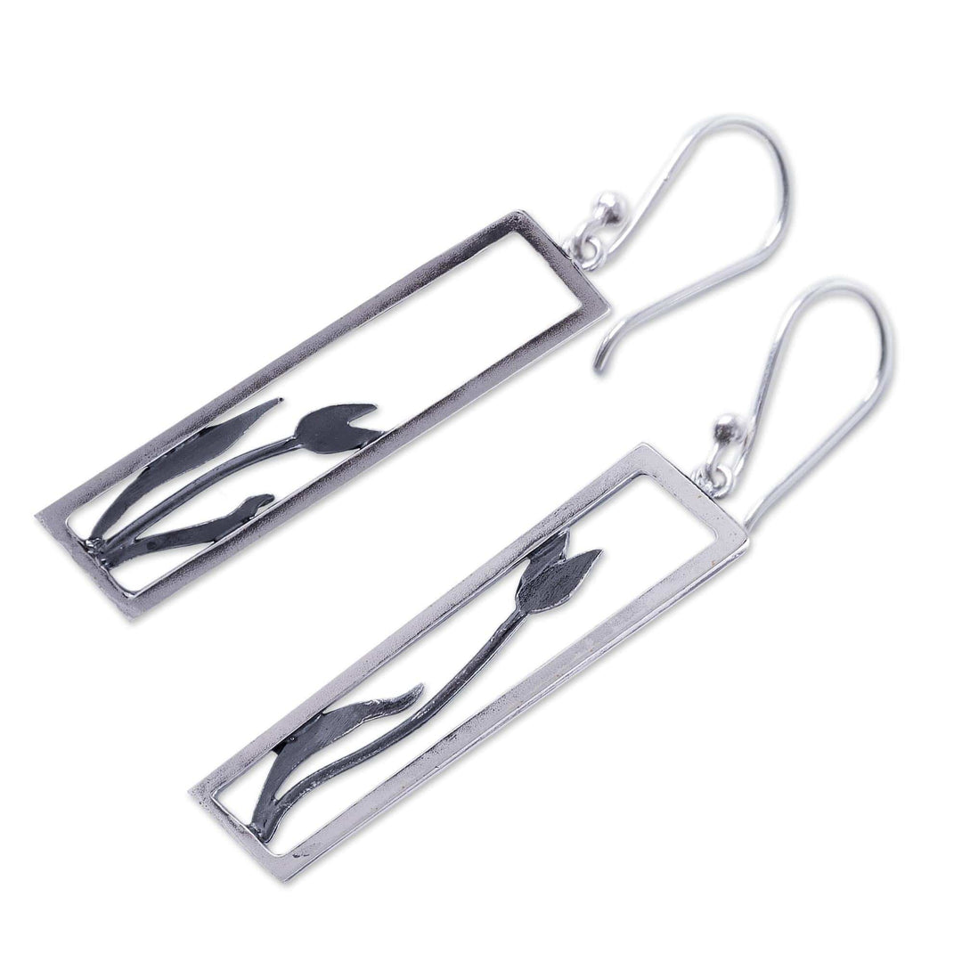 Framed Sterling Silver Earrings - Tulip in the Window
