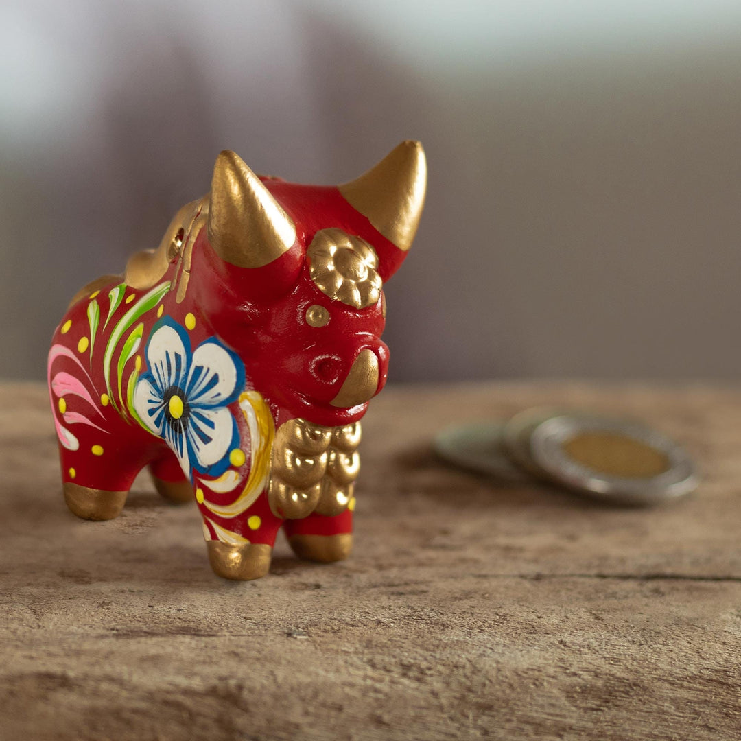 Ceramic Figurine - Little Red Pucara Bull