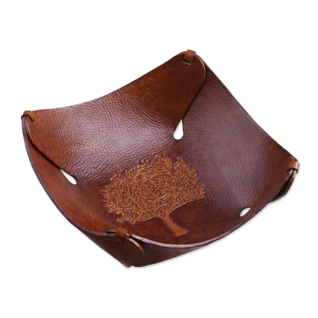 Tooled Leather Catch All - Tree of Life