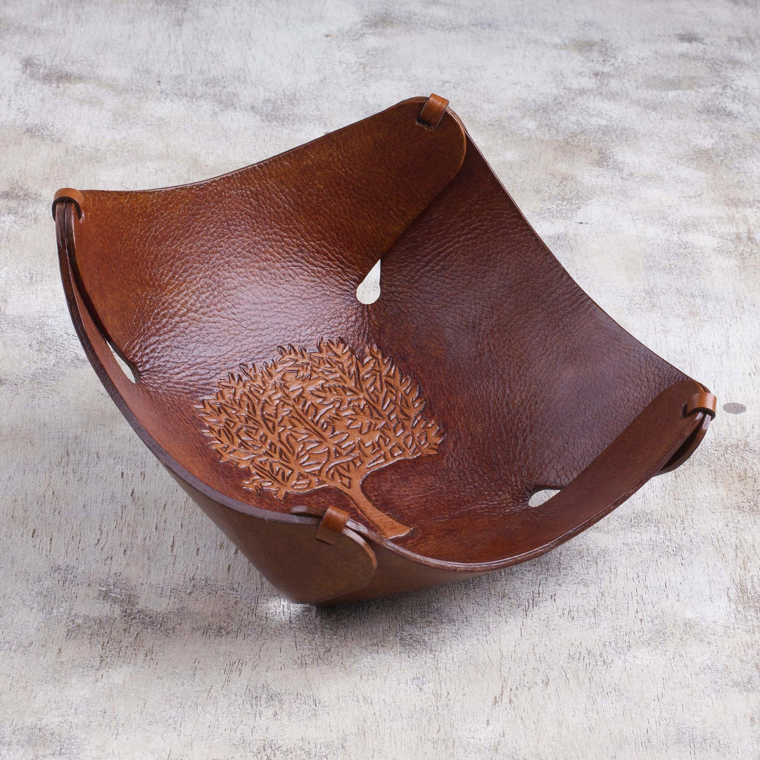 Tooled Leather Catch All - Tree of Life