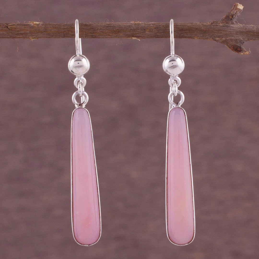 Sterling Silver Earrings with Natural Pink Opal - Beacons of Light