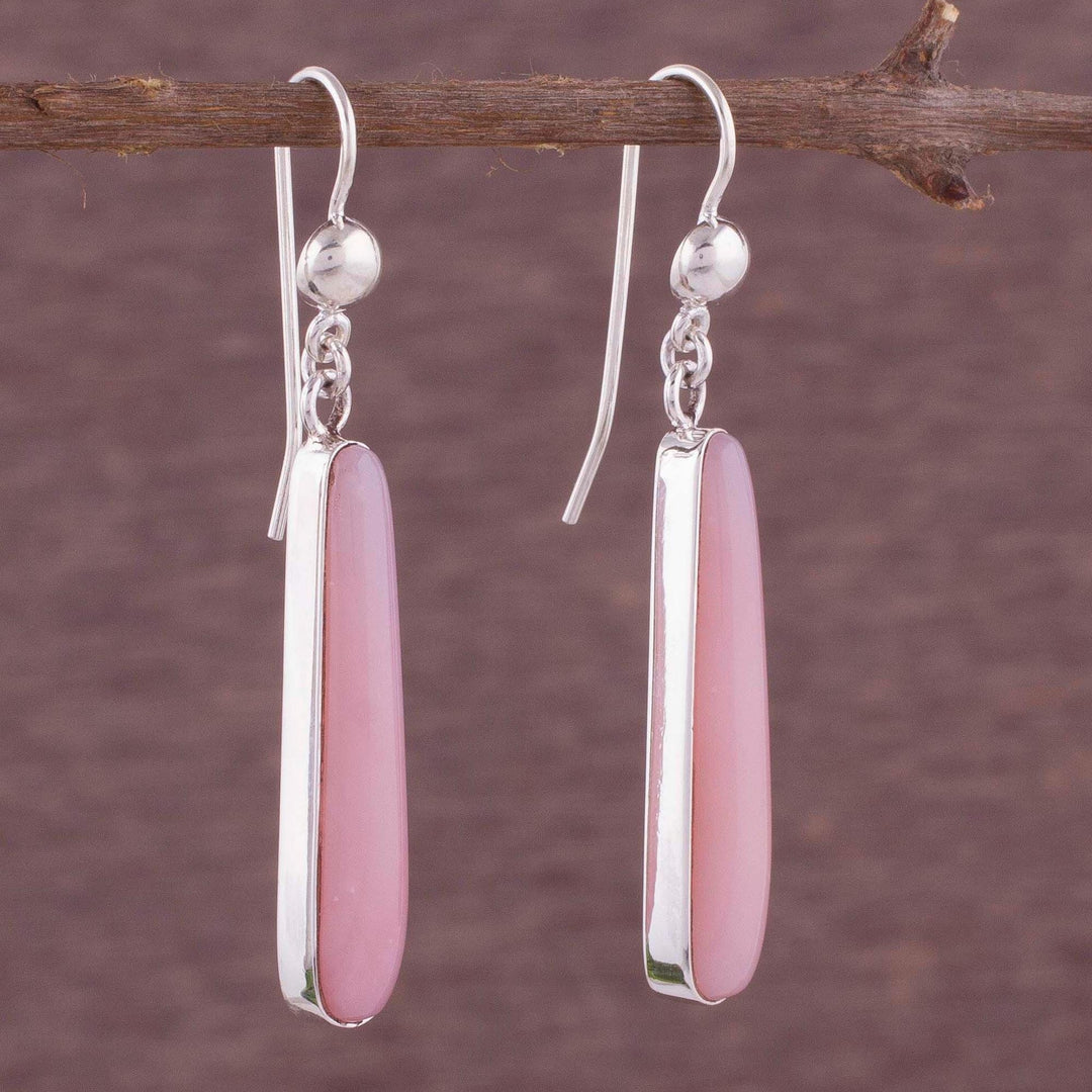 Sterling Silver Earrings with Natural Pink Opal - Beacons of Light