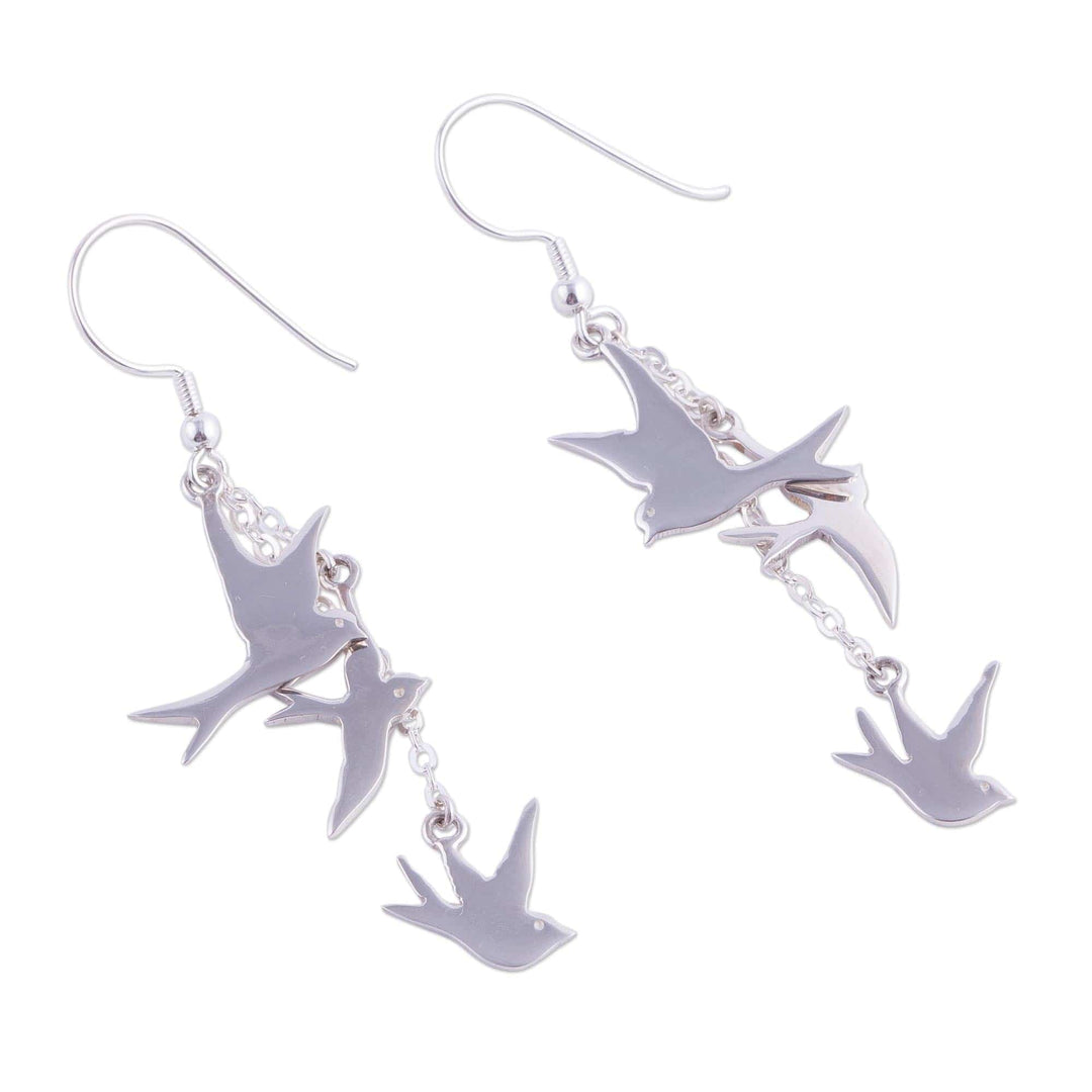 Sterling Silver Dangle Earrings - Nighttime Doves