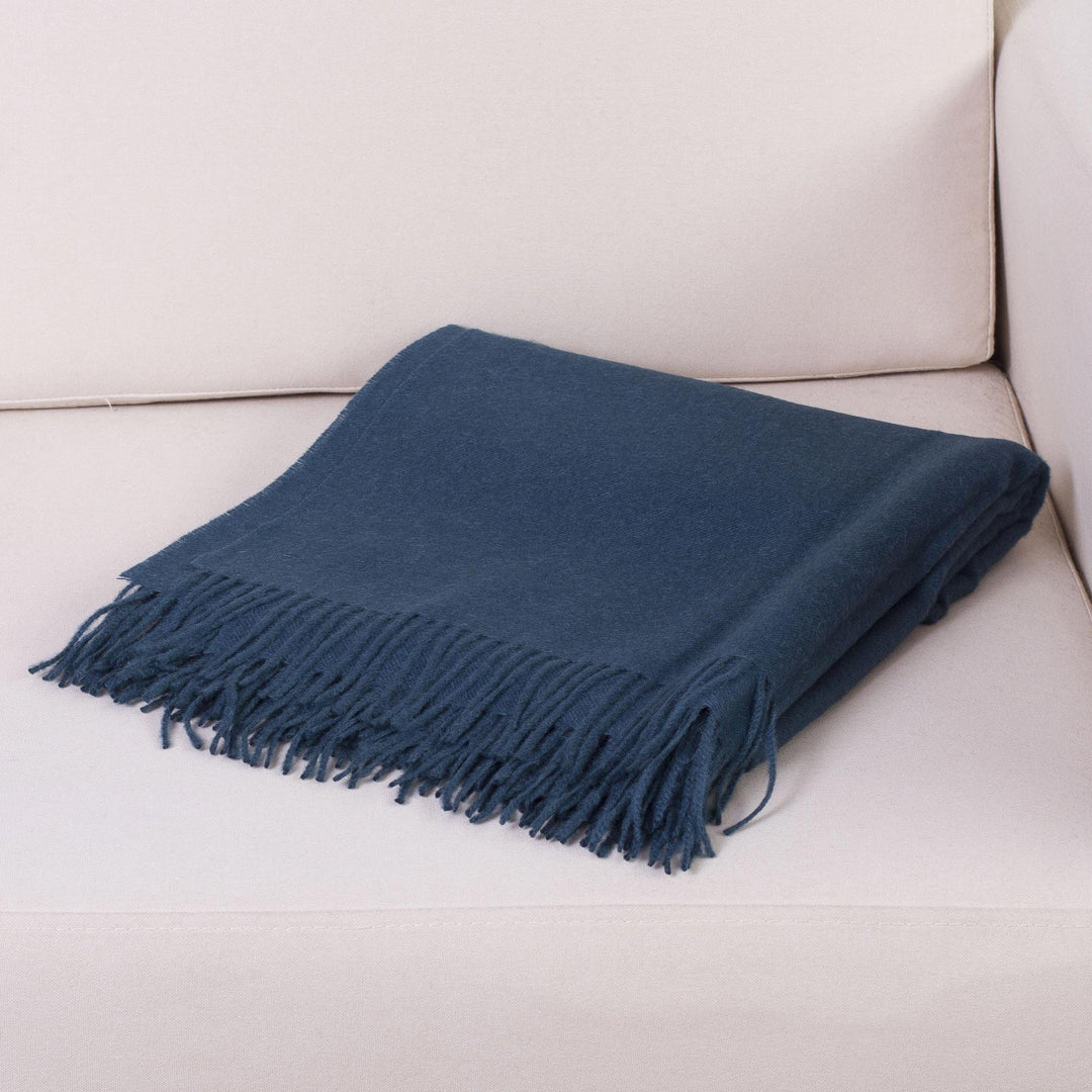 100% Baby Alpaca Throw Blanket - Blissful Dream in Teal