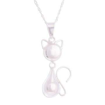 Sterling Silver Pendant Necklace - Delightful Cat