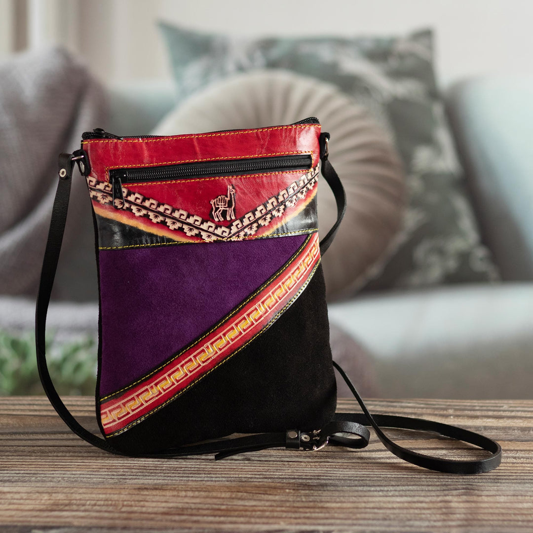 Suede Shoulder Bag - Traveling Llama