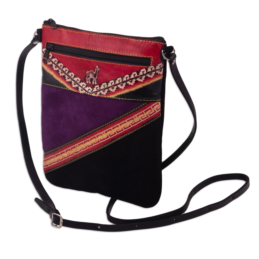 Suede Shoulder Bag - Traveling Llama