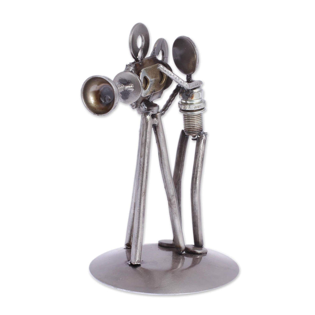 Recycled Metal Sculpture - Rustic Camera Man
