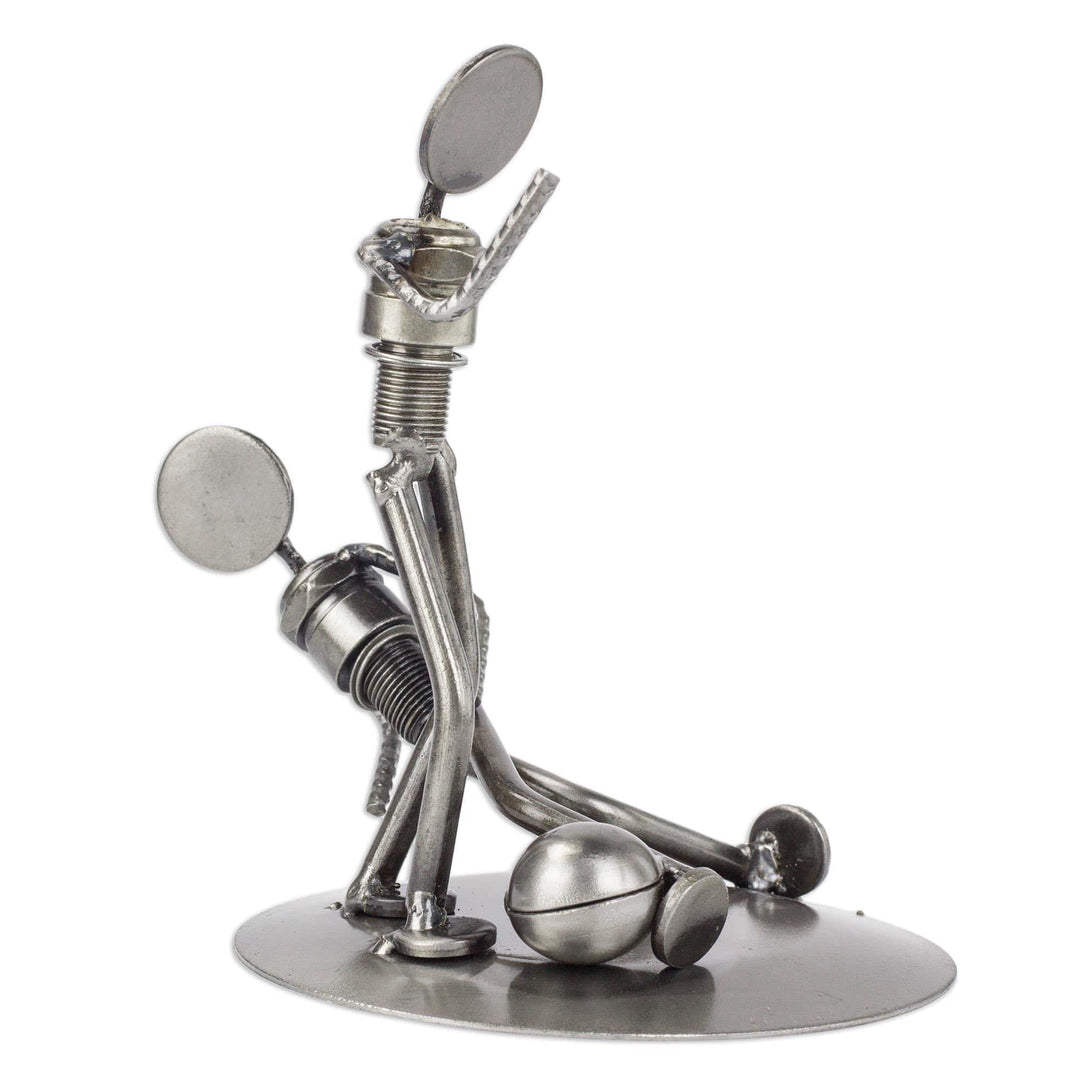 Recycled Metal Sculpture - Rustic Soccer Champs