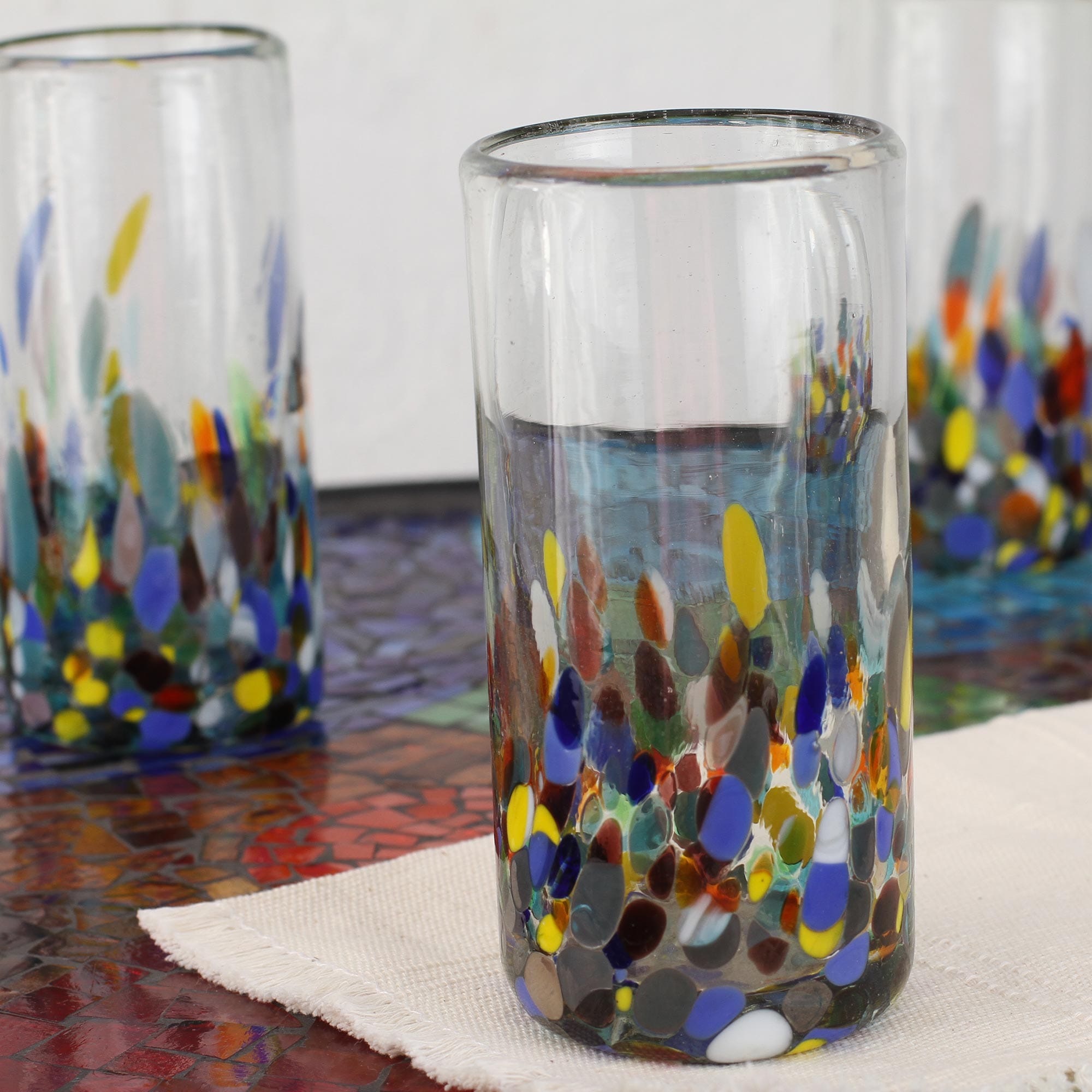 Handblown Margarita Glasses - Set of 6 - Colorful Dot – GlobeIn