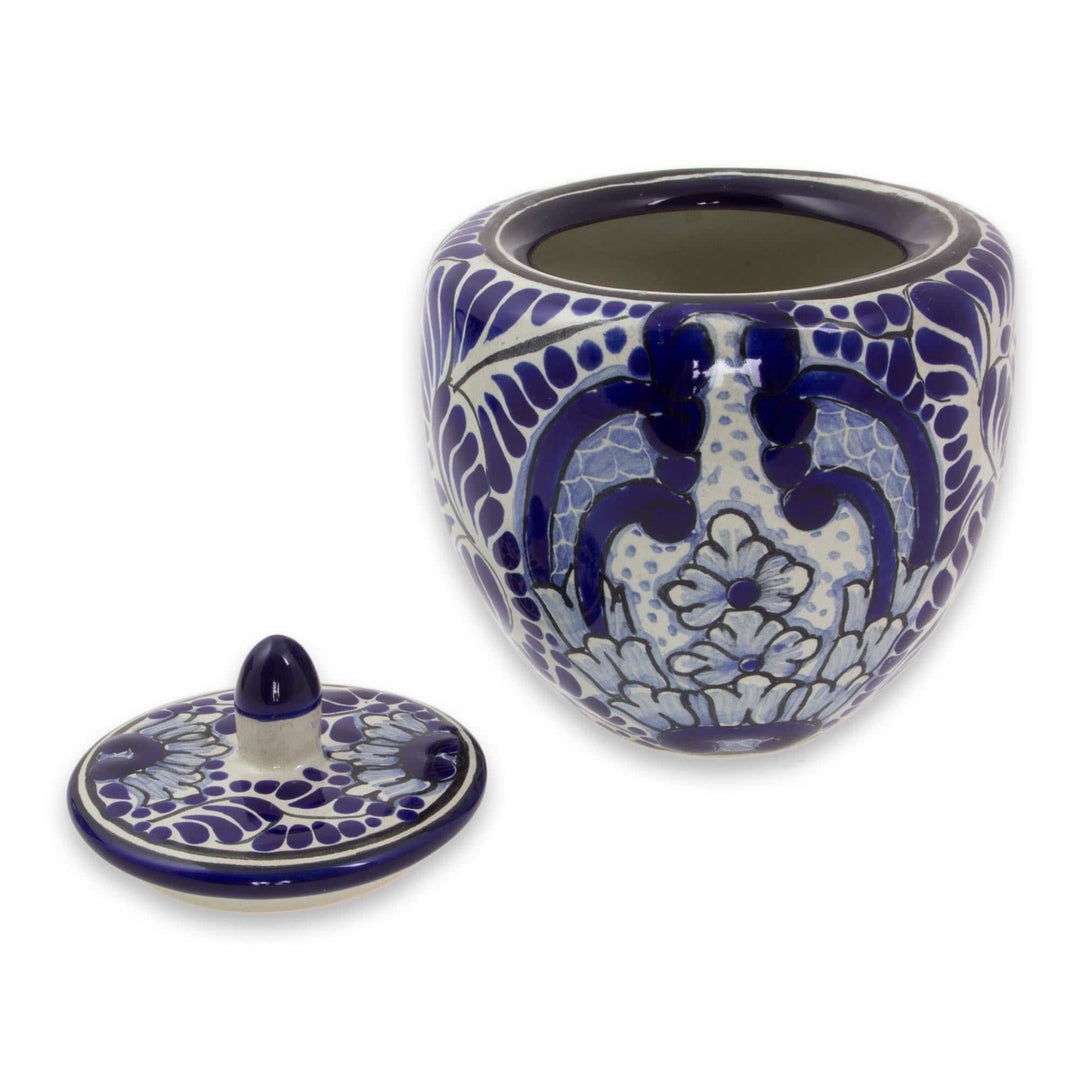 Artisan Crafted Blue Ceramic Sugar and Creamer - Puebla Kaleidoscope