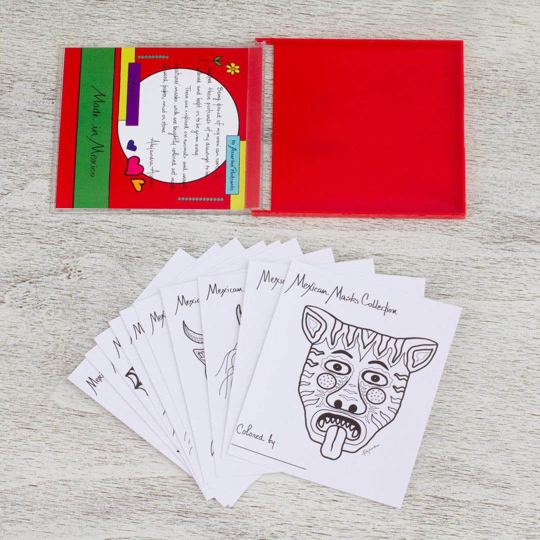 Coloring Postcards - Set of 10 - Mexican Masks Collection
