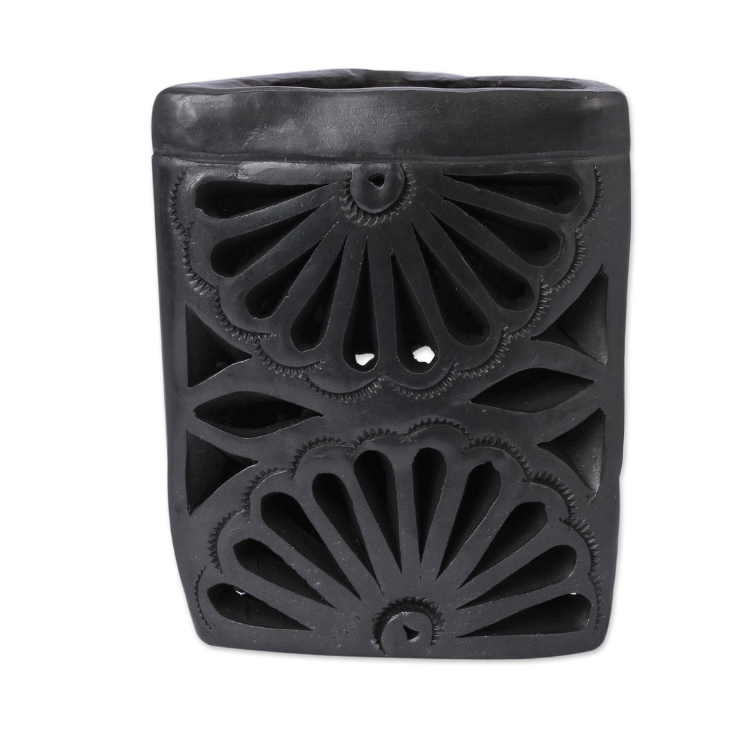 Barro Negro Black Ceramic Triangular Pencil Holder - Oaxacan Midnight
