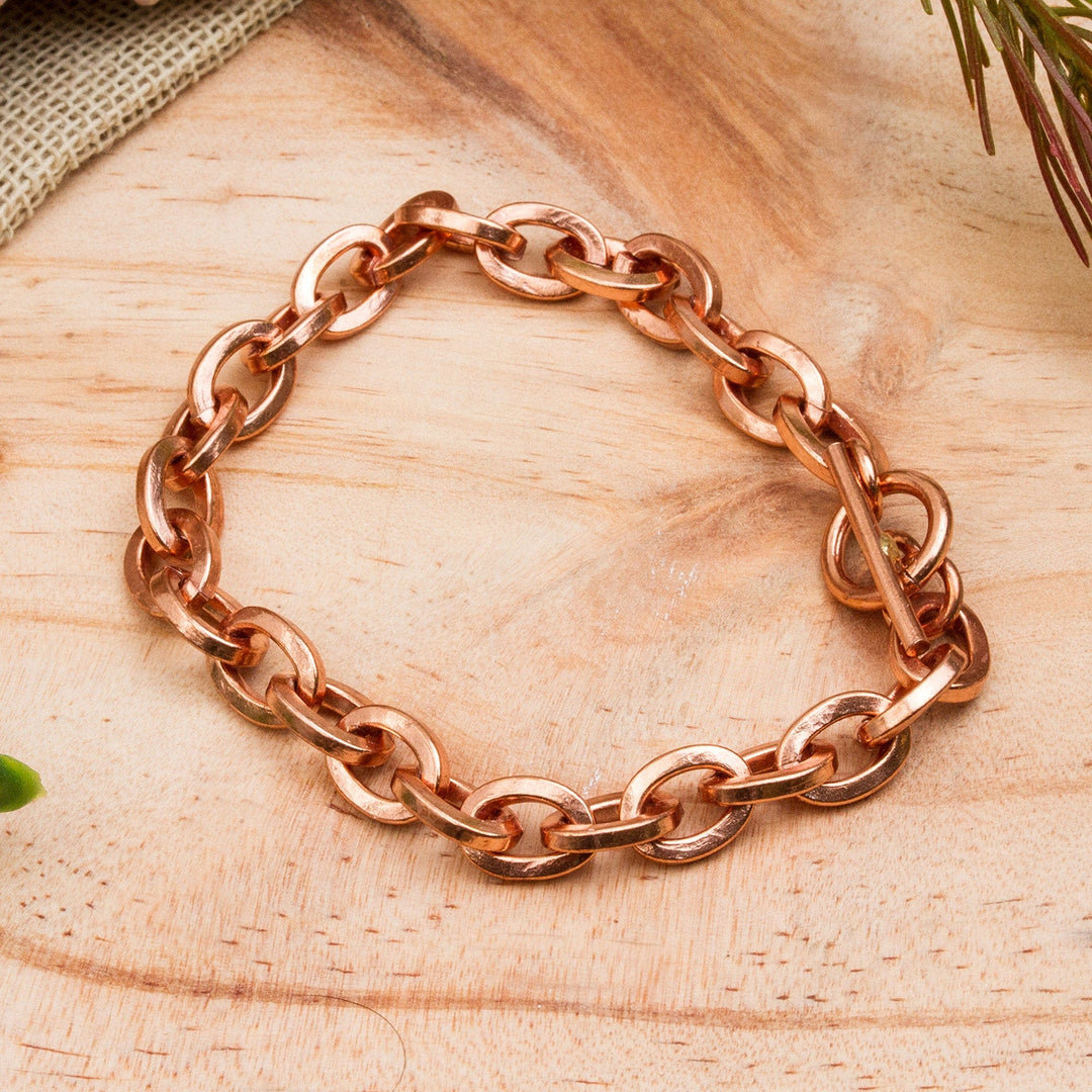 Handcrafted Copper Cable Chain Bracelet - Bright Attachment