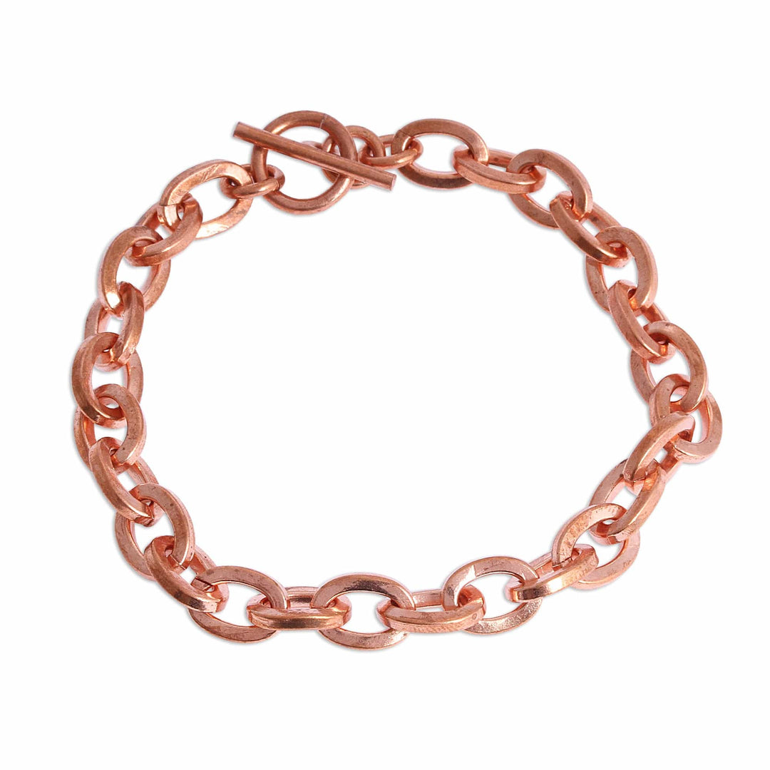 Handcrafted Copper Cable Chain Bracelet - Bright Attachment