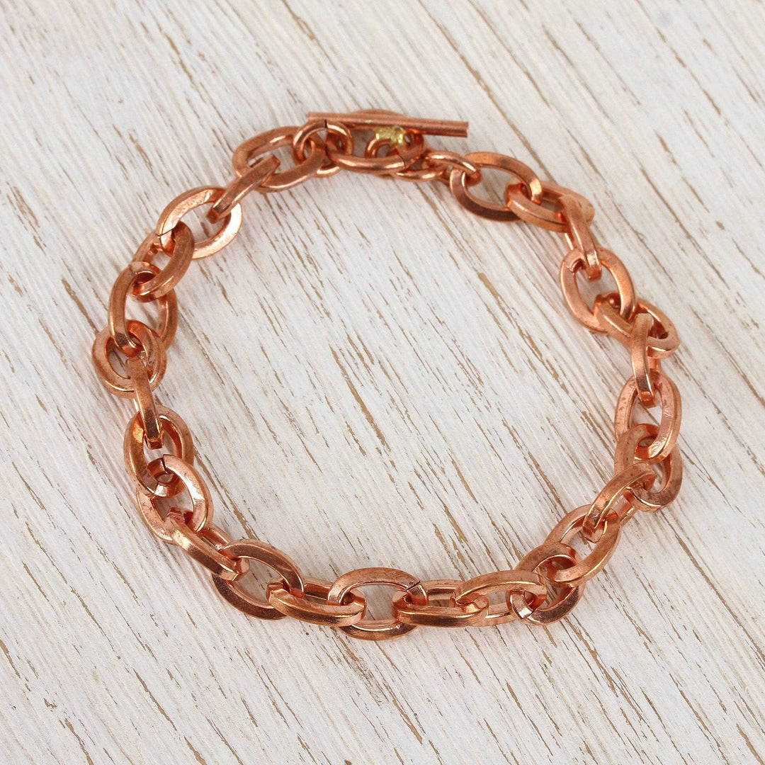 Handcrafted Copper Cable Chain Bracelet - Bright Attachment
