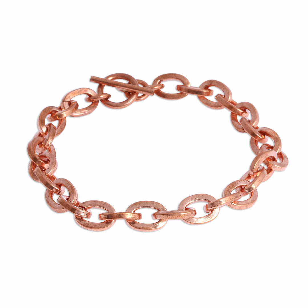 Handcrafted Copper Cable Chain Bracelet - Bright Attachment
