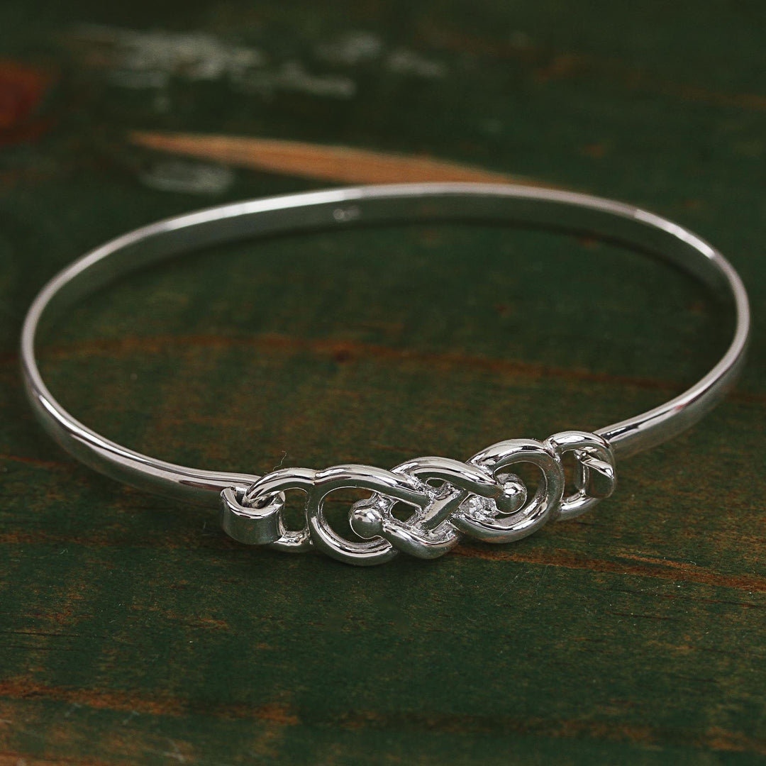 Sterling Silver Bangle Bracelet - Irish Knot