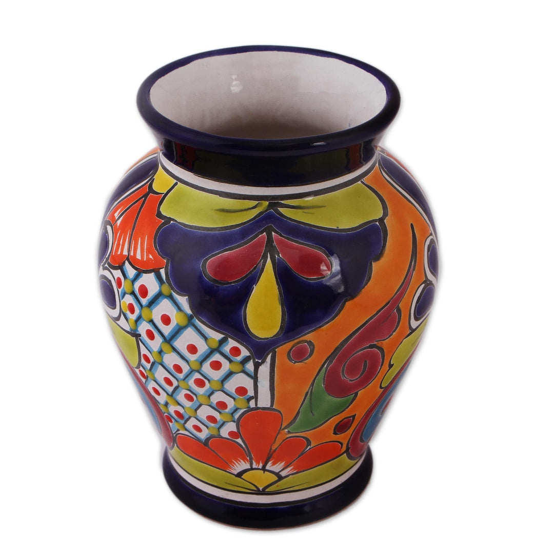Hand-Painted Talavera-Style Ceramic Vase Crafted in Mexico - Talavera Glory