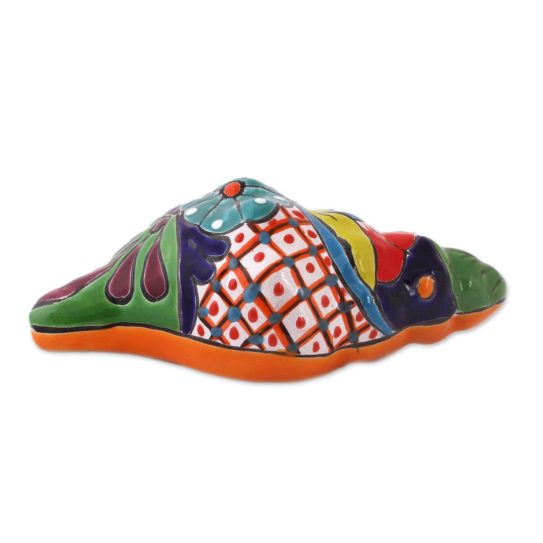 Talavera-Style Ceramic Conch Sculpture - Talavera Conch