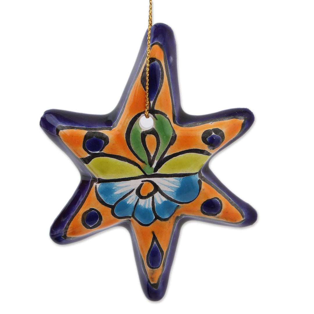 Talavera Ceramic Star Ornaments Crafted in Mexico (Set of 4) - Talavera Stars