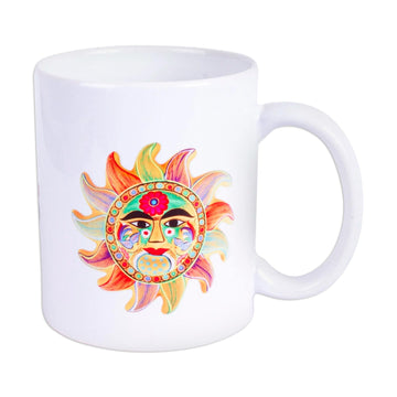 Folk Art Sun Ceramic Mug from Mexico - Happiness
