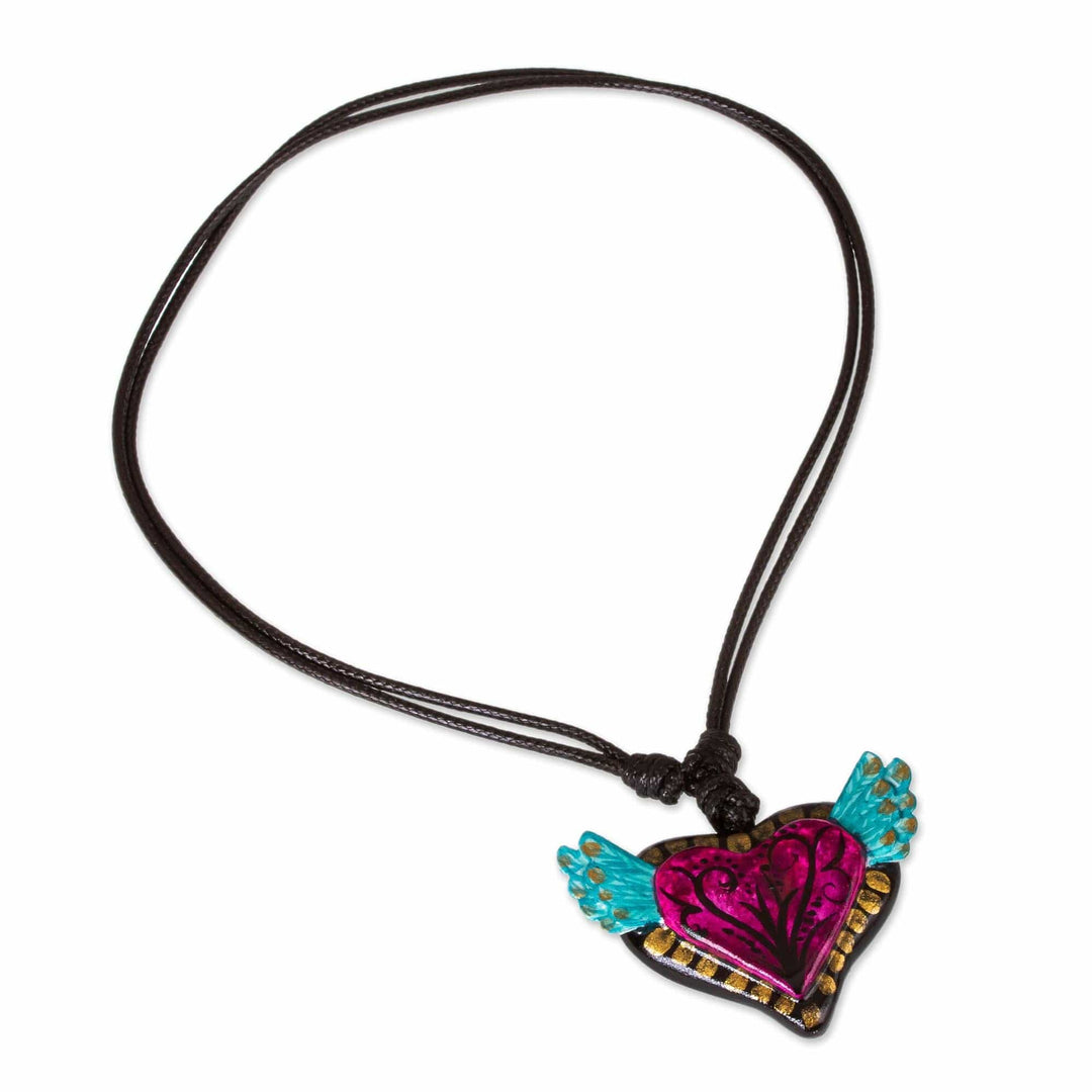 Handpainted Paper Pulp Pendant Necklace - Change of Heart