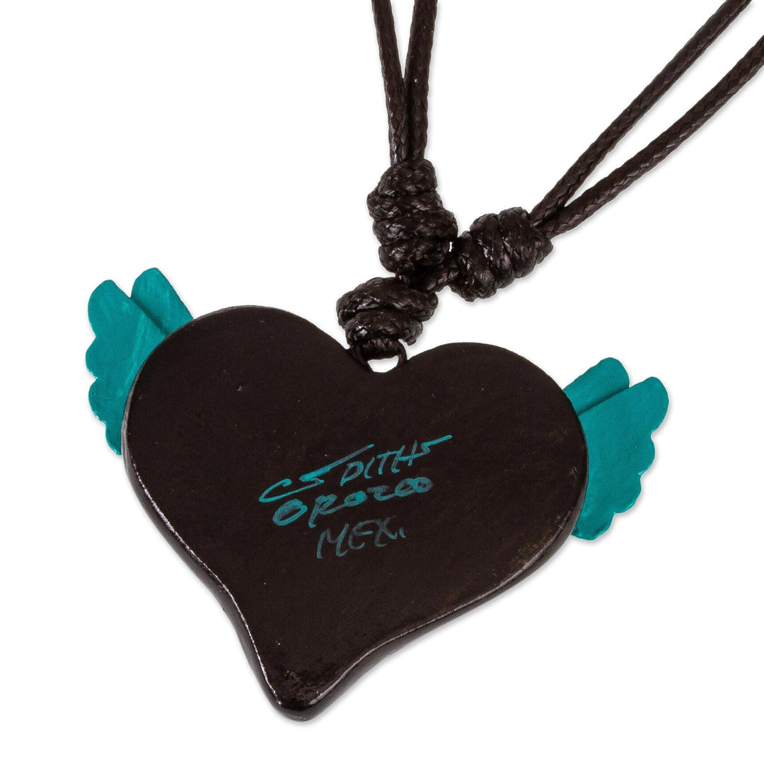Handpainted Paper Pulp Pendant Necklace - Change of Heart
