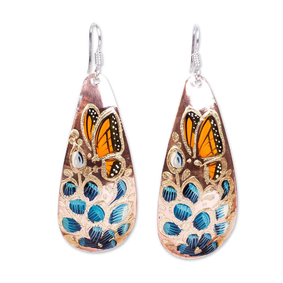 Reclaimed Copper Earrings - Butterfly Lilies