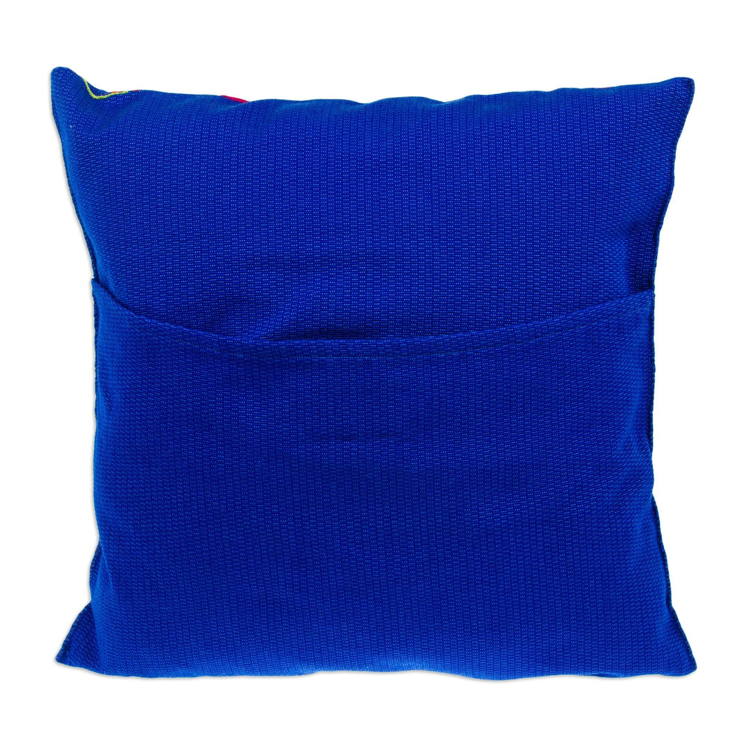Hand-Embroidered Cushion Cover - Peacock Party