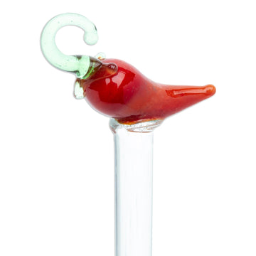 Mexican Recycled Glass Cocktail Stirrer with Hot Pepper - Spicy Spirit