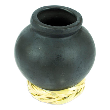 Barro Negro Black Ceramic Decorative Mini Vase - Smooth Black