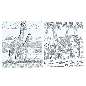 Themed Coloring Postcards - Set of 2 - Relaxing Wildlife