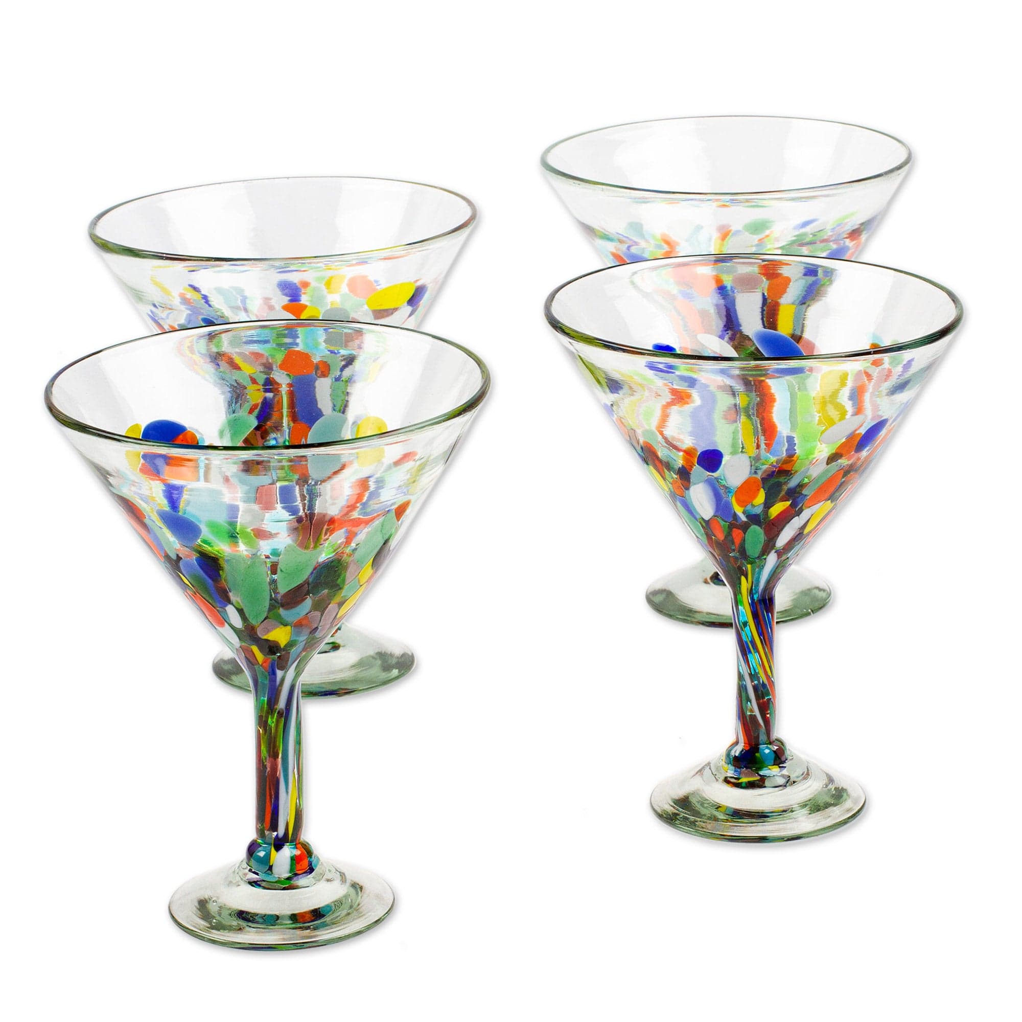 Set of 4 Clear Handblown Martini Glasses from Mexico - Ethereal Glamou –  GlobeIn